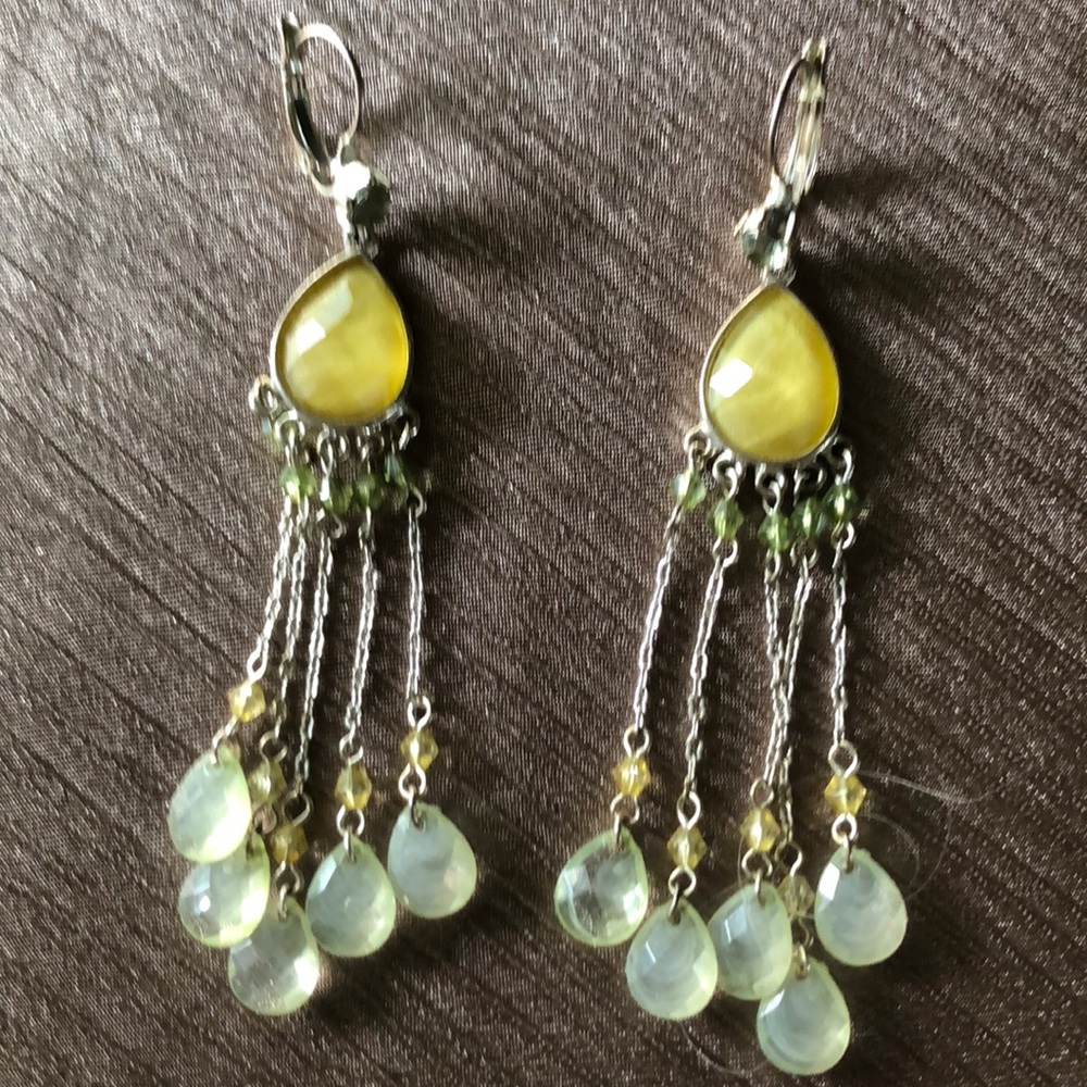 Lime green chandelier earrings